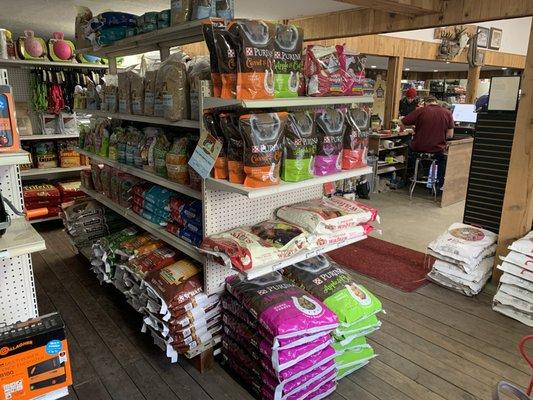 Great selection of poultry products and horse treats.