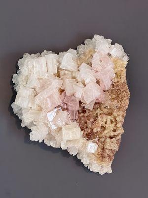 Pink Halite collected from the brine pools at Searles Lake in Trona, California.