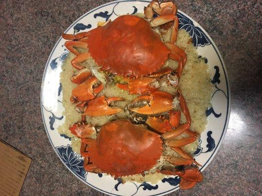 Large crabs on sticky rice