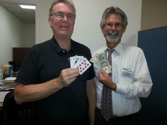 Larry won our poker tournament this month! 