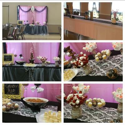 Hall decoration and candy tables any them