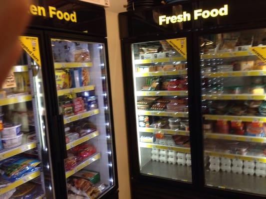 Decent selection of frozen and refrigerated items.