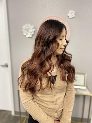 Copper red balayage