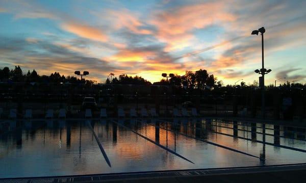 Photograph by me. Sunrise over morning lap swim.