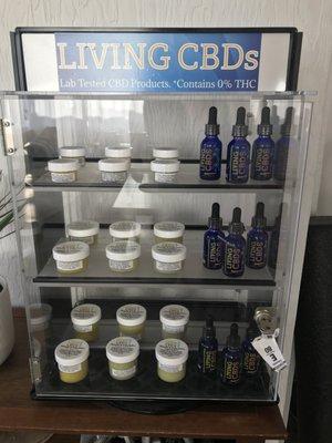 Living CBDs Display inside Van Ross Insurance