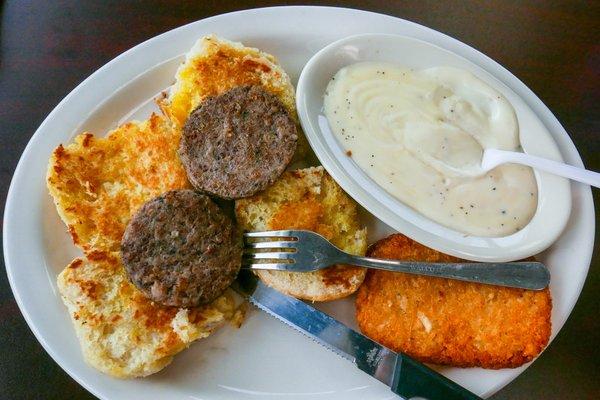 Biscuits & Gravy - Subbed a 2nd biscuit for two eggs