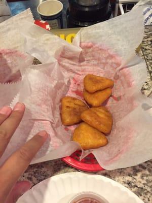 Fried Mac and cheese! We ate some before the pic.