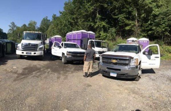 Load them up and send them out! A1 Portable Toilet rentals going out for the day!