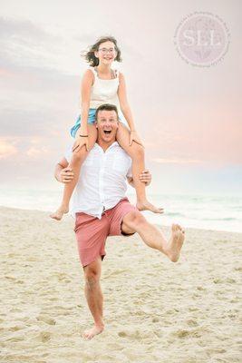 Fun family beach portrait