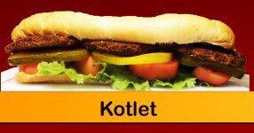 Kotlet (Ground Beef, Egg and Potato patty pan fried and served with fresh tomato, pickle, lettuce and Onion )