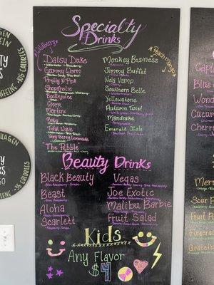 Specialty Drink & Beauty Drink Menu