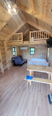 Inside Camper Cabin. Room for two more up in loft