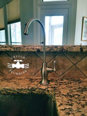 Beautiful RO drinking water system faucet installed.