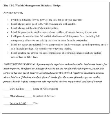 We put our fiduciary pledge in writing