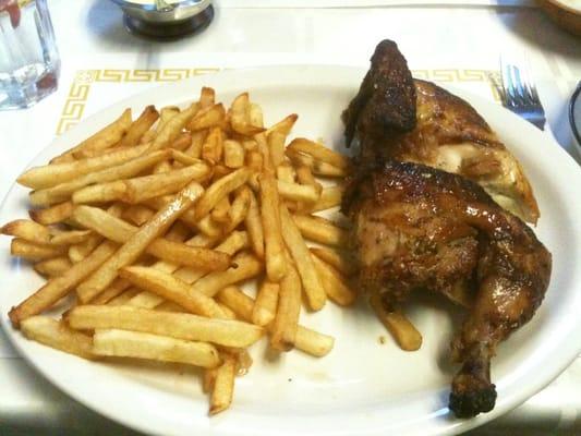 Chicken and french fries.  Oh so good.