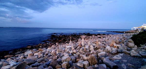 Cairns on the beach.