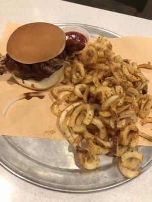 Fried chicken sandwich + curly fries