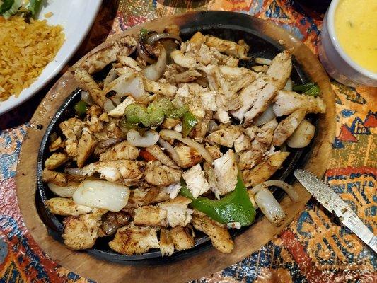 My plate of chicken fajitas was overflowing!