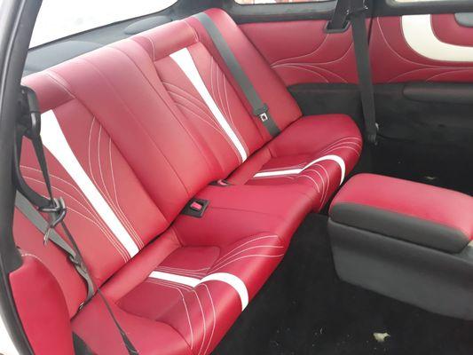 Backseats of a customized '92 Lexus