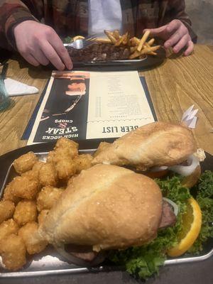 Steak sandwich and ribeye