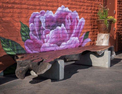 Exterior bench at Ironwood Yoga Studios