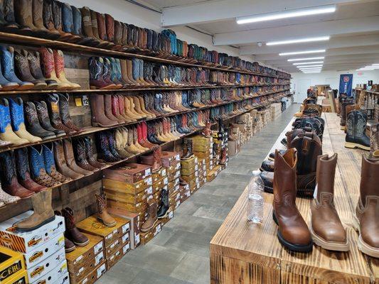 Large selection of boots. From practical work boots to exotic leathers