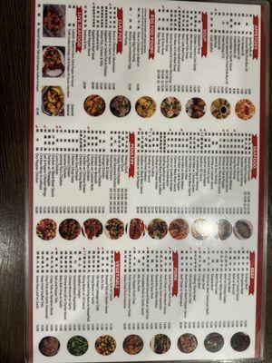 Backside of the menu