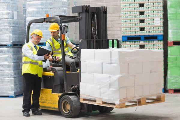 Industrial forklift workers