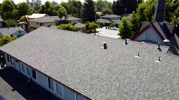 First Church of the Nazarene Shingles manufactured by Certainteed. Color Weathered Wood