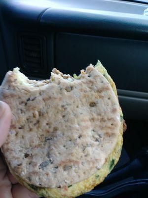 Power breakfast sandwich. Warning. The seeds get stuck in your teeth from the bread.