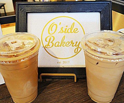 Coffee cake latte & vanilla rose latte