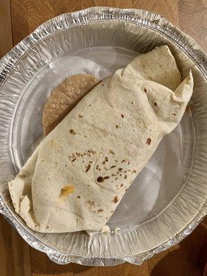 BRC burrito (beans, rice and cheese)