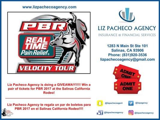 PBR ticket giveaway 2017!!!! www.lizpachecoagency.com