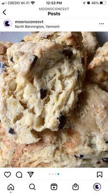 cranberry orange white chocolate moon scones