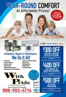 Check out our new specials and give us a call to schedule your FREE estimate. (516)731-2573 or (888)903-4714