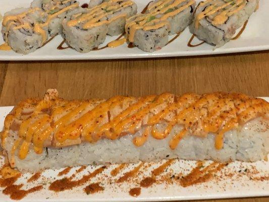 California roll and volcano roll (both good)