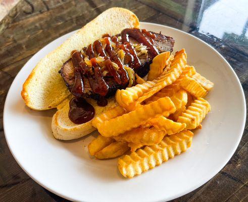 Open Faced BBQ Brisket Sandwich