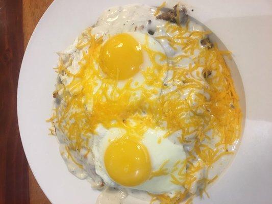 Biscuit & Gravy, Hash Brown and Egg