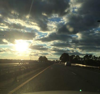 Beautiful view going west on the bridge.