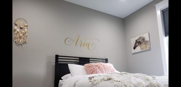 Girls bedroom, mindful gray