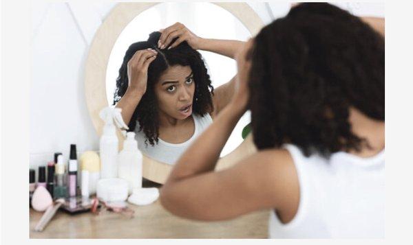 When you look in the mirror and noticed your hair part is now wider, we can help!