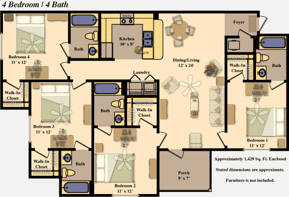 Edge at Reno Floorplan four Bedroom Suite