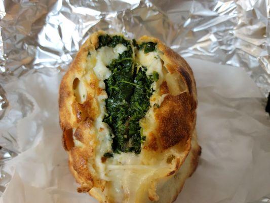 Spinach and cheese calzone