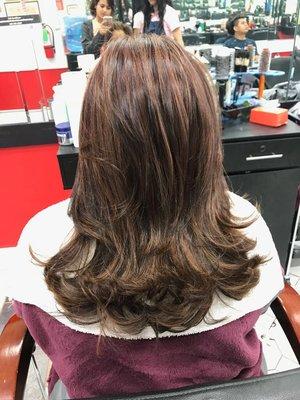 Beautyful color, hair cut and blow dry.