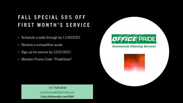 50% off first month's janitorial services!