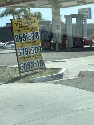 Price I saw on the sign for the gas station.