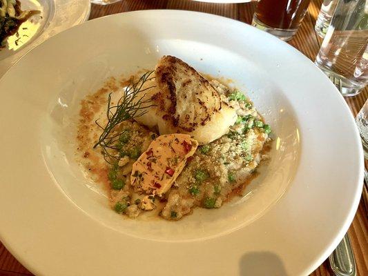 Cod with lobster butter was decadent and perfectly cooked!