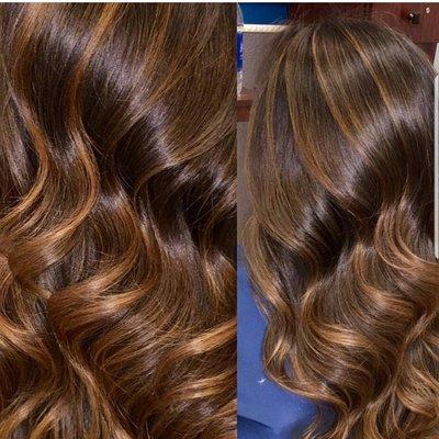 Caramel honey color balayage