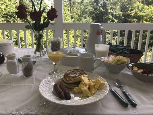 Delicious breakfast served on the deck