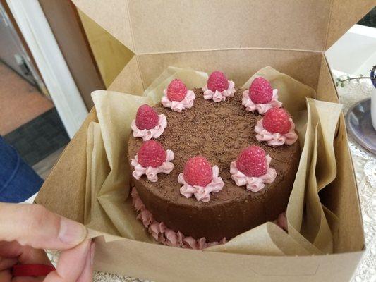 Chocolate ganache raspberry birthday cake